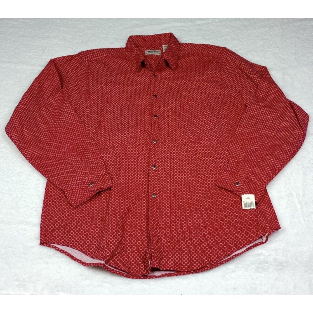 CHISEL Moment Of Time Long Sleeve Button Up Shirt Size Large Red NEW